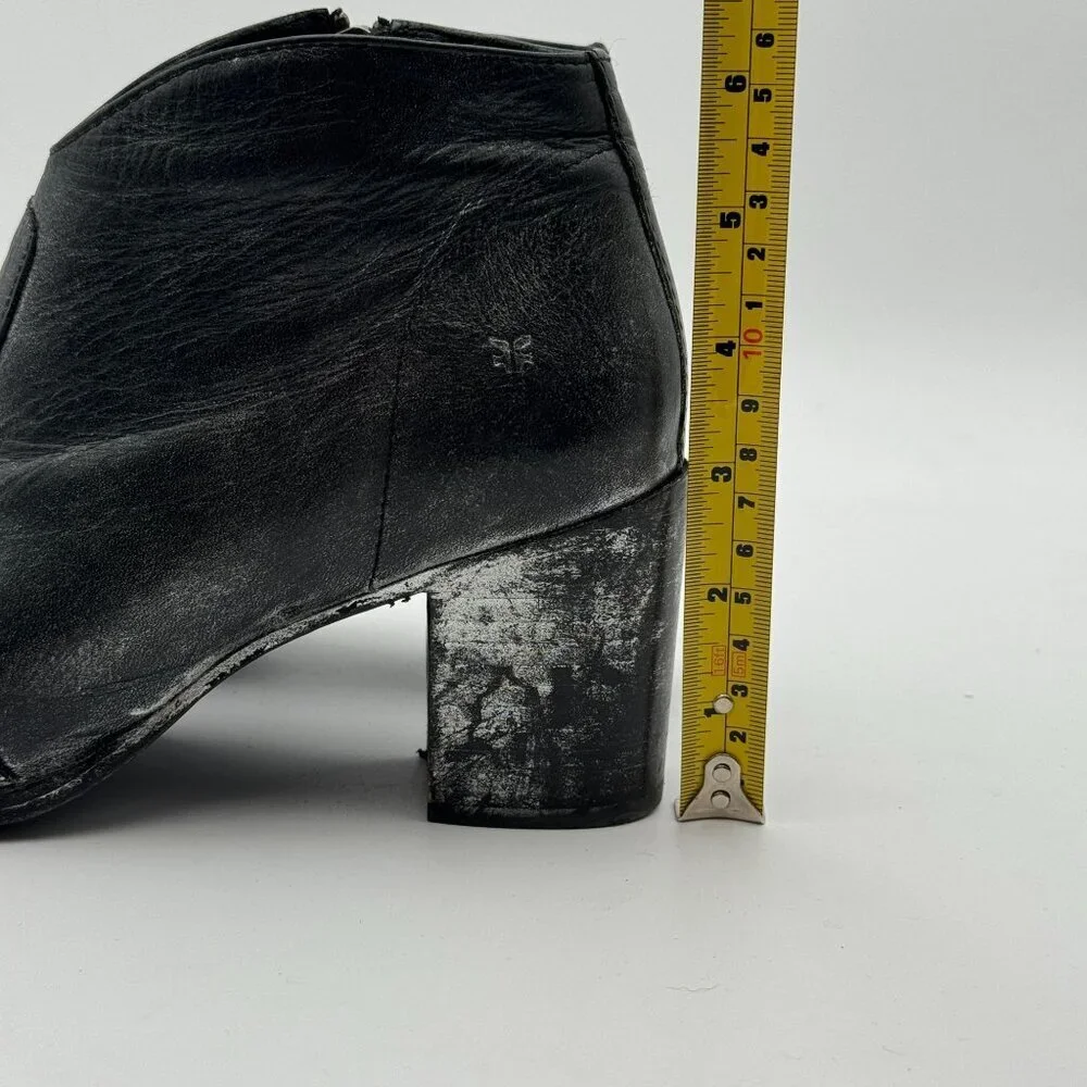 FRYE Womens 7.5 Metallic Black Leather Nora Ankle Boots Cowgirl Giddy Up Booties